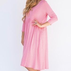 Agnes & Dora - Oakley Dress - Peach & White stripe